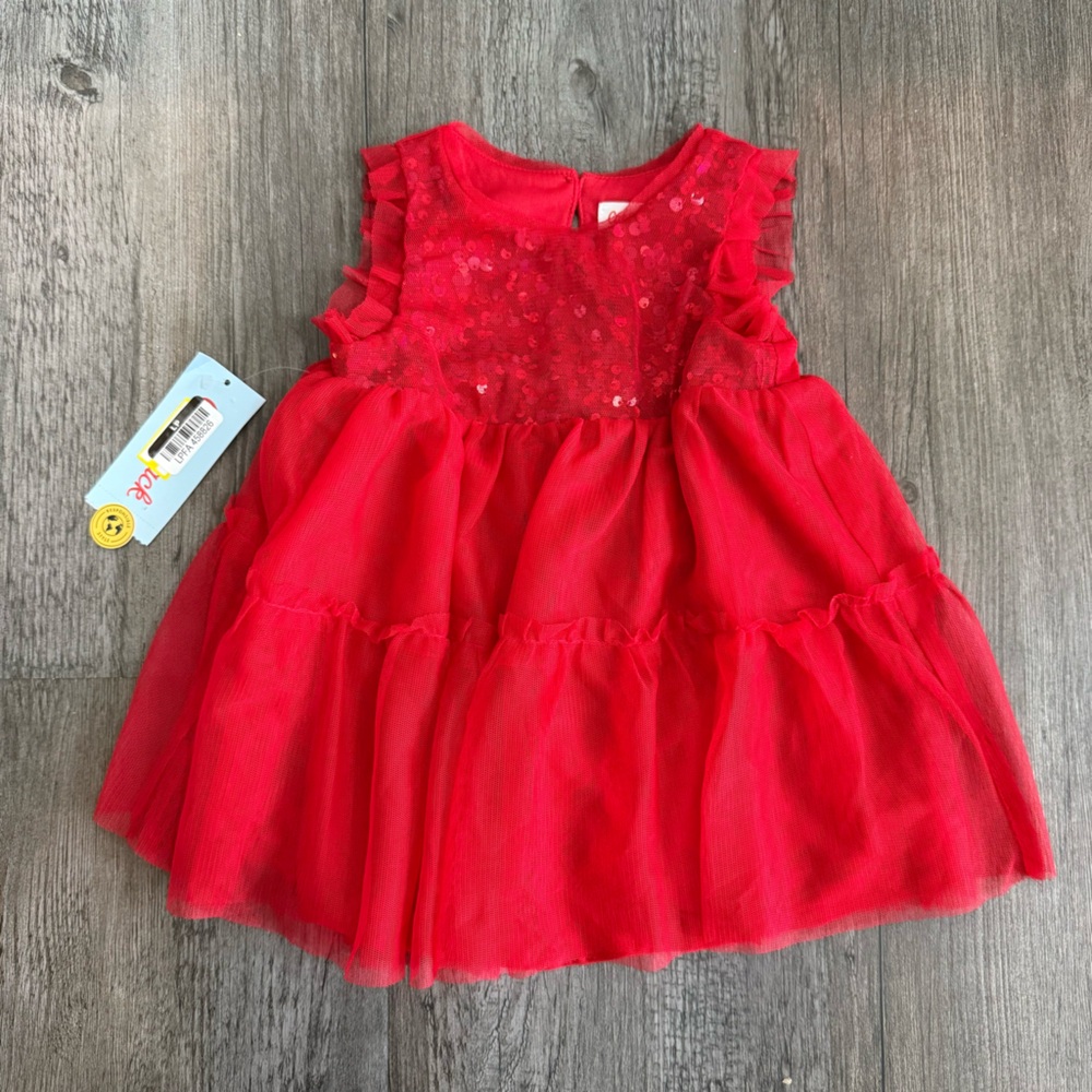 Cat & Jack Red Sequin Tulle Dress